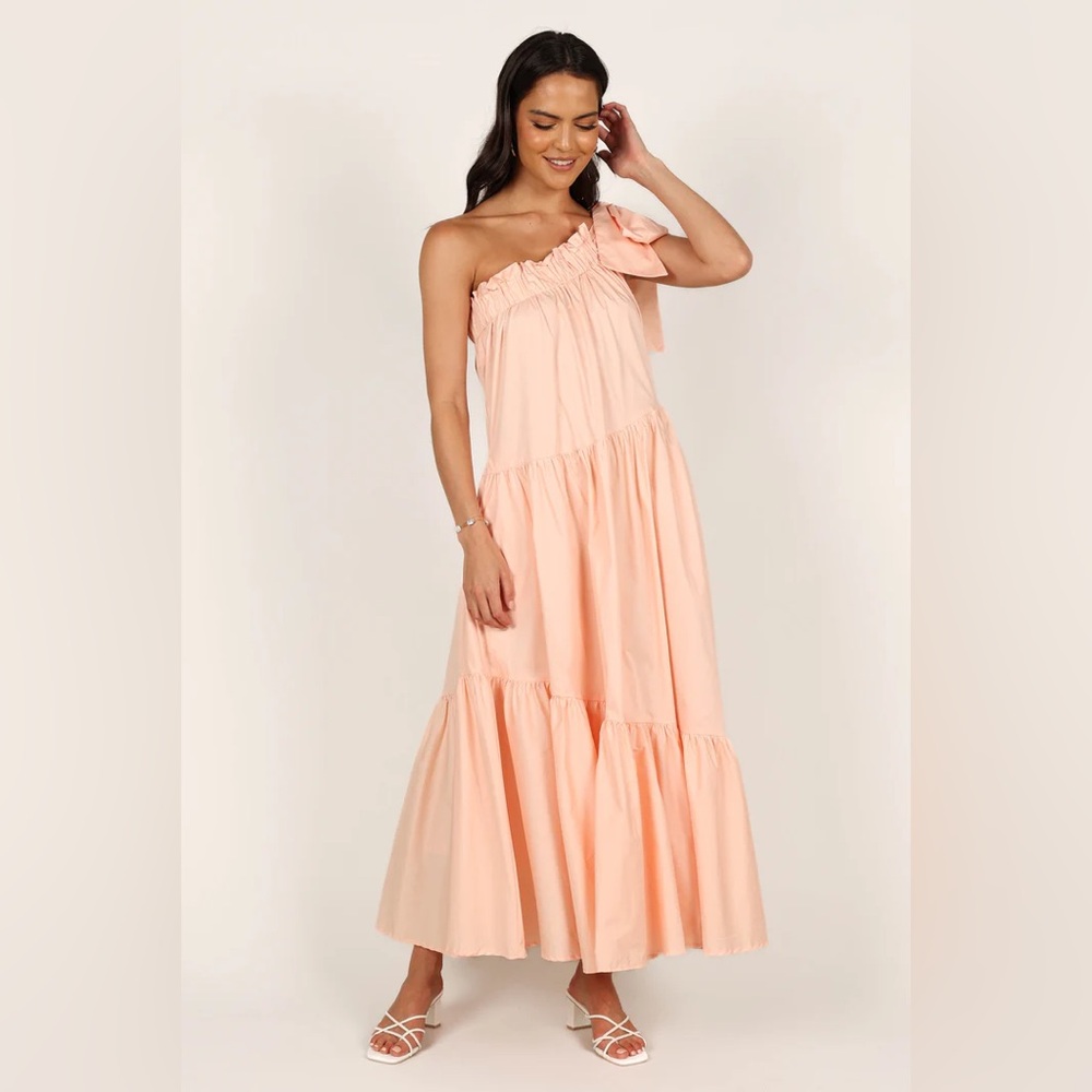 Mable Peach One Shoulder Maxi Dress